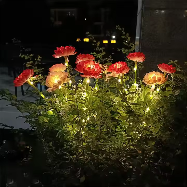 Lámpara Solar Para Jardín Luz De Jardín En Forma De Loto Con Efecto De Nieve Iluminación Exterior Para Patio Fiesta De Boda Día De La Madre - 1