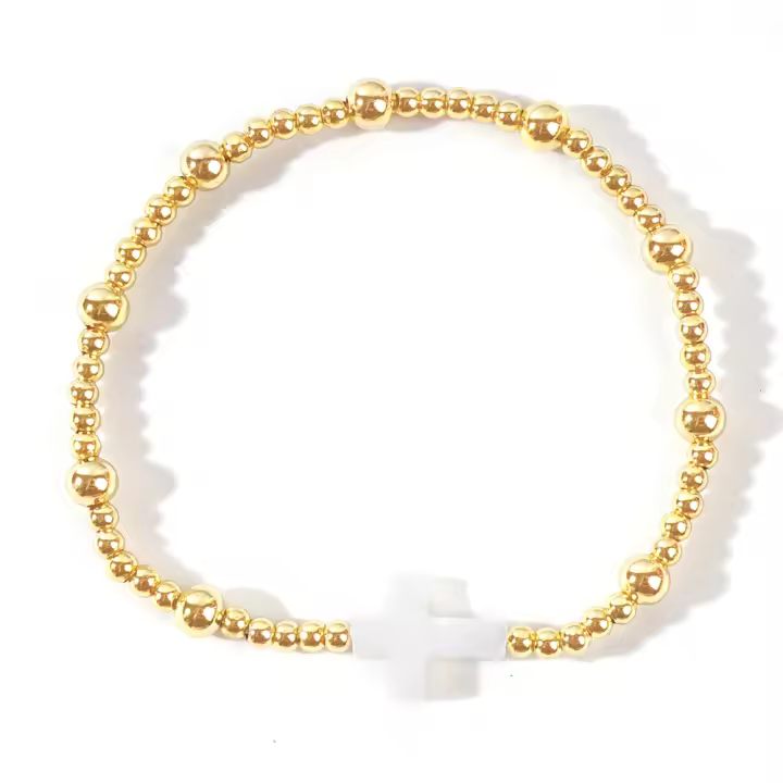 Pulsera Bohemia De Concha Y Cobre Con Crucifijo Calidad Superior Antioxidante Pulsera Elástica Para Mujer Moda 2024 - 1