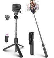Palo para Selfie y trípode, Trípode para Smartphone y camara de accion, con Mando a Distancia Bluetooth, con Tornillo de 1/4 de Pulgada para Camara,Palo para Selfie Trípode Ajustable de 19.2-100 cm, Soporte Giratorio de 360° para movil. - details 0