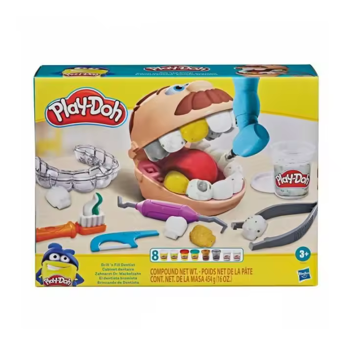 Hasbro PLAY-DOH DENTISTA BROMISTA - Juego de Dentista con 8 Latas de Compuesto de Modelado Play-Doh y 10 Herramientas Dentales de Juguete - 1