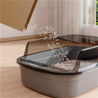 Caja De Arena Para Gatos Semi-Apellada Con Antisalpicaduras Fácil De Limpieza Con Palita Para Limpieza De Gatos Material De Plástico - details 5