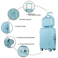 S7 STAR Juego de 2 maletas de viaje, Báscula de equipaje, Carcasa Ligera de PC, Asa con bloqueo a 3 alturas,Maleta grande, mediana y de cabina con un neceser,Trolleys,Ruedas Silenciosas Giratorias, Cerraduras de combinación,Múltiples opciones - details 6
