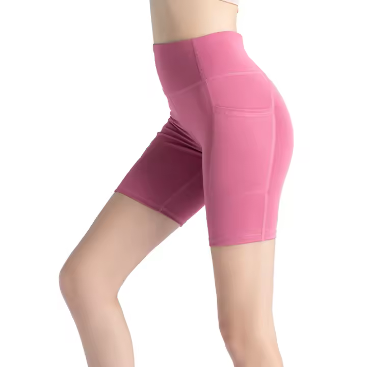 Mallas cortas para mujer con bolsillos laterales, cintura alta, realce de cadera, pantalones de yoga para fitness y running - 1