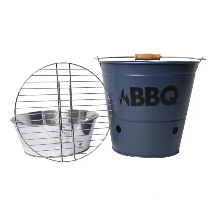 Barbacoa Barril Grill Barbacoa portátil Jardín Picnic Grill Naranja/Azul - 1