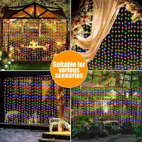 1 Pc Luces Solares Para Cortinas 300/200/100 LEDs Impermeables Para Exteriores E Interiores Decoración De Navidad Y Año Nuevo - details 2