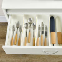 HOMCOM Alacena de Cocina Mueble Aparador Auxiliar con 4 Puertas Bandeja Extraíble Estante Ajustable Cajón y Encimera de Microondas Abierta 70x40x180 cm Blanco - details 5