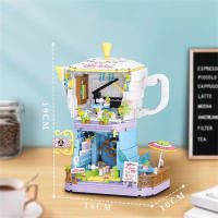 Juguete De Construcción Miniatura De Casa En Árbol De Coco Con Tienda De Café Y Barracas De Bebidas Juego De Bloques Plásticos Para Niños Edad Recomendada 3-14 Años - details 8