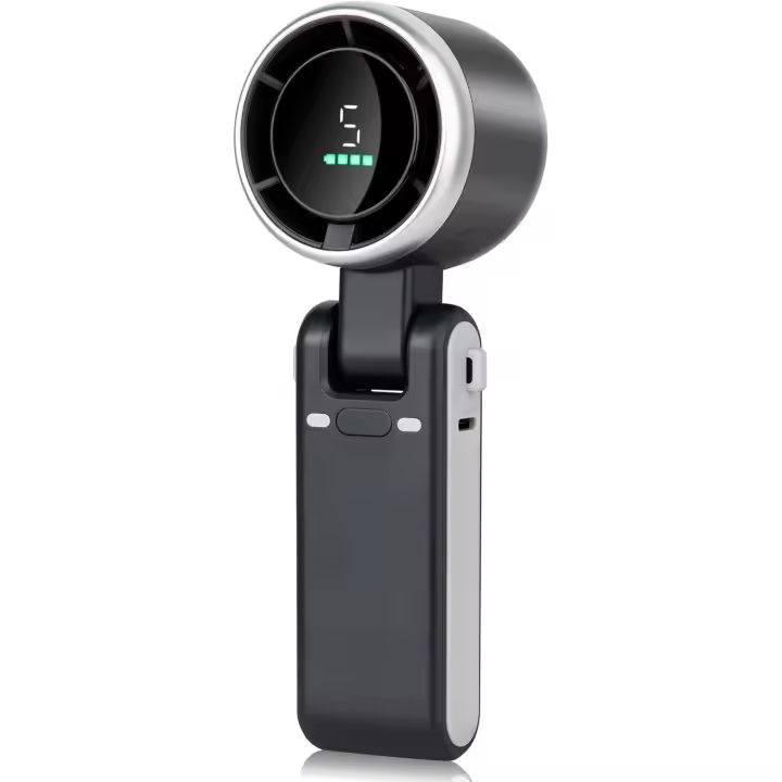 Mini turboventilador manual portátil, ventilador de refrigeración por USB con 5 ranuras, batería de 3600 mAh y 15.000 tpm de potencia, hasta 12 funciones, ventilador de refrigeración personal 3 en 1 opcional para reyes/thuis, negro - 1