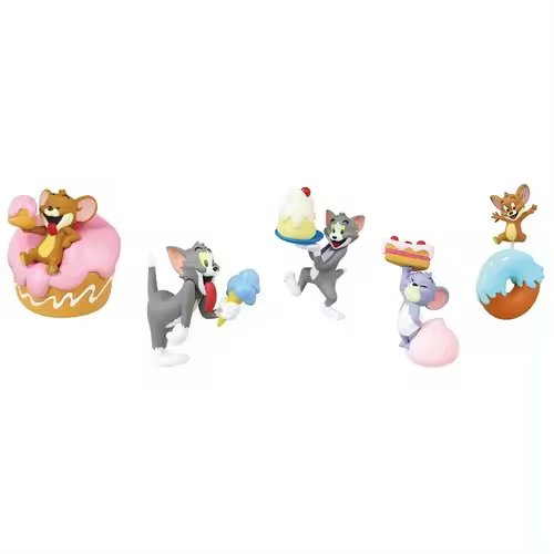 Takara Tomy T-ARTS Tom Y Jerry Figuras De Anime Set De 5 Pasteles Y Postres Ornamentos De Colección PVC Para Adultos - 1
