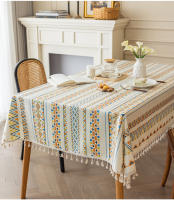 Mantel De Algodón Y Lino Resistente Al Agua Y a Los Aceites Estilizado Étnico Rectangular Con Borlas Para Uso Doméstico - details 6