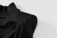 Vestido Mini De Manga Larga Para Mujer En Color Negro Sólido Estilo Bodycon Ajustado Para Primavera/Otoño Ropa De Calle - details 15