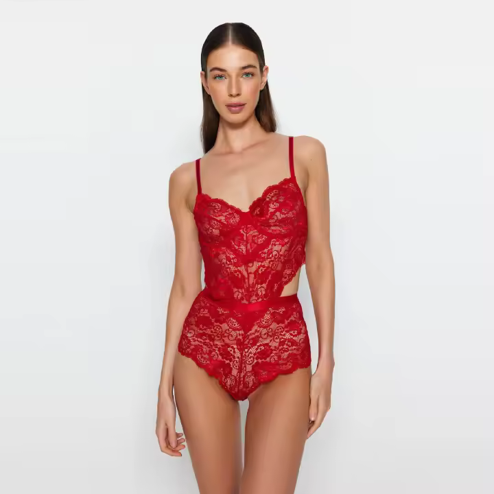 Trendyol Black Ruched Window/Cut Out Detailed Rope Strap Snap Knitted Body Thmaw23Bd00026 - 1