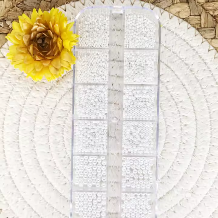 1200 Charms De Uñas 3-6mm Perlas Planas Para Decoración De Uñas Beige Blanco Media Perla Accesorios De Manicura Artística - 1