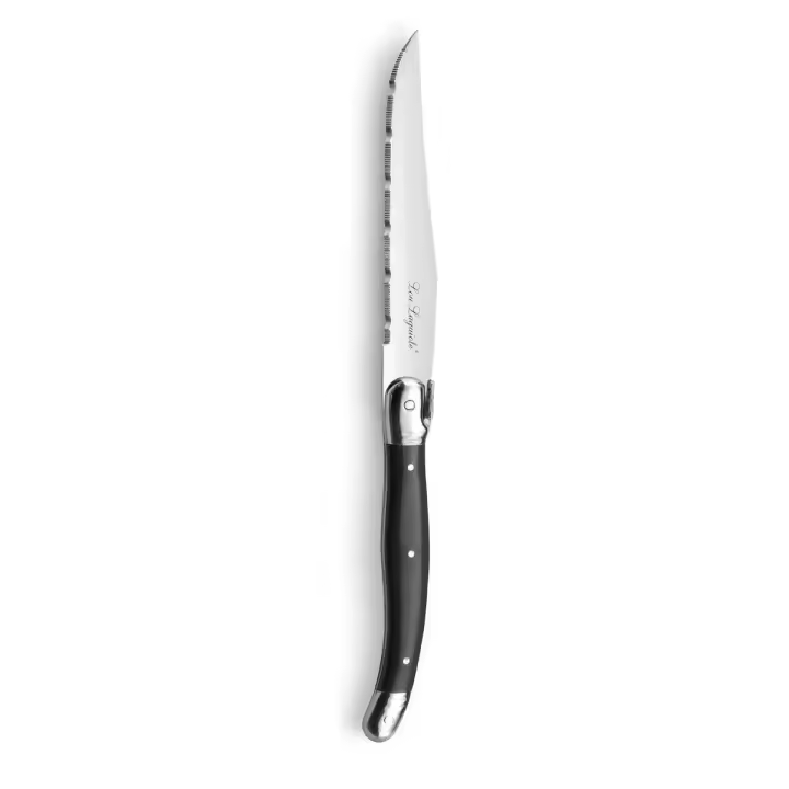 Amefa LOU LAGUIOLE RUSTIC Juego de Cubertería 6 Cuchillos Steak Inoxidable + Mango PP Negro Bicolor Brillo Ecológico Fácil de Limpiar - 1
