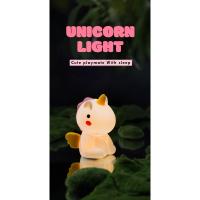 Lámpara Nocturna De Silicona Unicornio Para Niños Luz LED Recargable Por USB Decoración De Habitación Animal Cartoon Lámpara Táctil Para Regalos - details 10