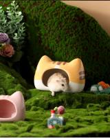 Nueva Creativa Casita De Cerámica Para Hamsters Nido Creativo Verano Evacuación Casa Con Ramas De Flor Jaula De Oso Dorado Suministros De Paisaje Ornamento - details 5