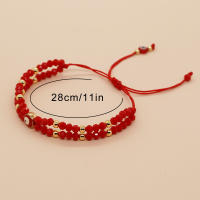 Pulsera Bohemia Estilo Con Ojos Rojos Y Resina De Aceite Pulsera De Bola De Cobre Y Cristal Rojo Para Mujer 2-Banda Transporte - details 3