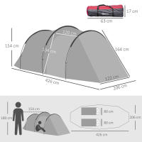 Outsunny Tienda de Campaña Familiar 2-3 Personas Plegable Impermeable 2000+ mm a Prueba de UV 20+ con Vestíbulo y 4 Estaciones para Camping Senderismo Festivales 426x206x154 cm Gris Oscuro - details 2