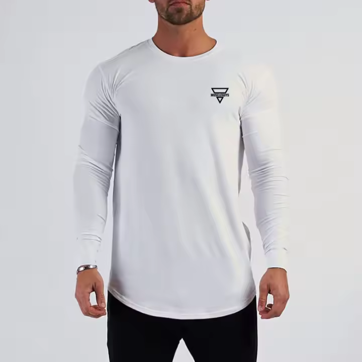 Muscleguys Autunm Cotton Fashion Full Sleeve T-shirt Men Spring Slim Fit Tshirts Male Gym Bodybuilding Shirts For Man Sportswear - 1