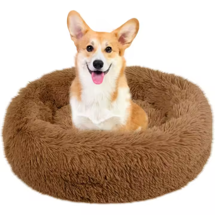 Cama de 60 cm con forma de Dona, antisiead, acogedor y Suave, de sweatshirt, para Cacorros y Gatos, lavable en Máquina, color CAFI - 1