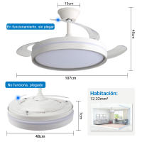Lámpara de techo con ventilador invisible inteligente (ventilador de 30 W + luz de 60 W 5600 lm), control remoto silencioso, 6 velocidades ajustables, 3 temperaturas de color, motor reversible, para dormitorio y sala de estar. - details 4