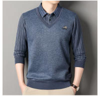 Suéter De Poliéster Para Hombre Con Cuello Polo Y Rayas Gris Oscuro Acolchado Y Cálido Para Otoño E Invierno Moda Coreana - details 11
