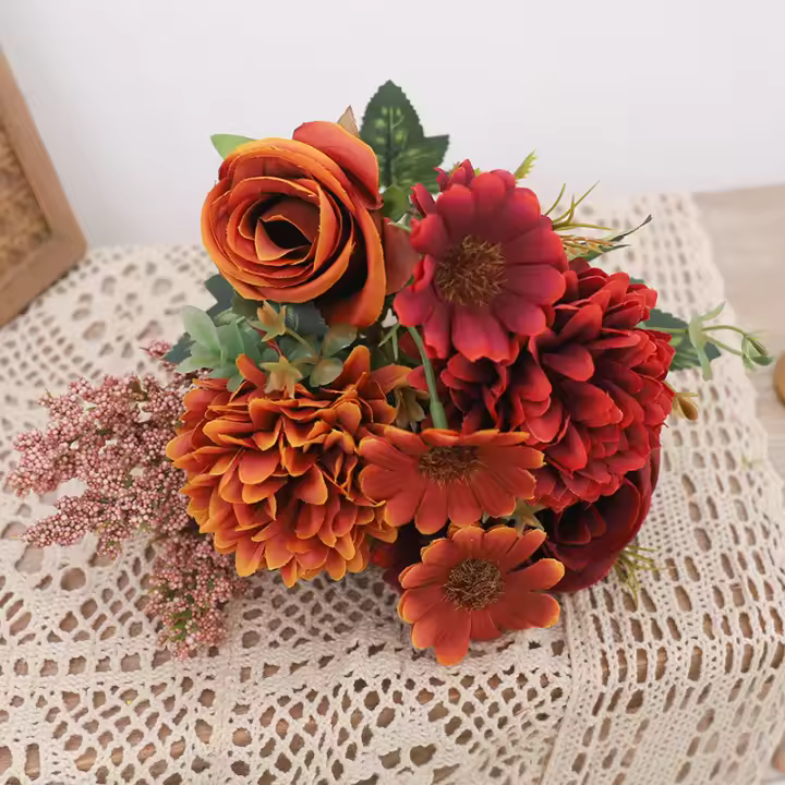 Bouquet De Rosas Artificiales Para Bodas Y Navidad Decoración De Sala De Estar Para Vaso Plantas Falsas Para El Hogar DIY - 1