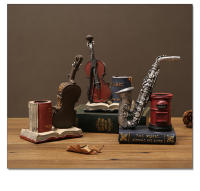 Portaestilográficos De Resina Retro Con Diseño De Saxofón Y Violín Decoración Para Escritorio De Estudio Y Sala De Estar - details 10