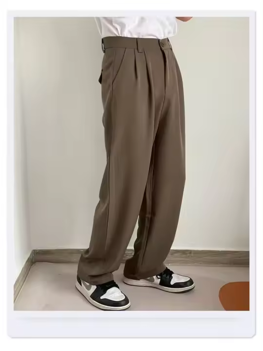Pantalones Rectos De Pierna Alta Para Mujer Estilo Coreano Casual Cierre Elástico Polyester Pantalones De Nine Point - 1