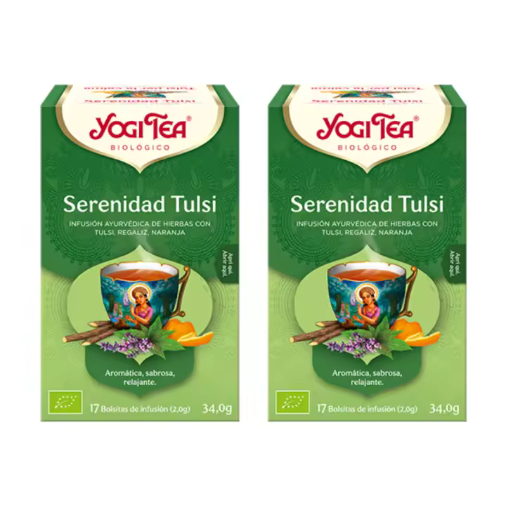 Té Serenidad Tulsi | Packs 2 | Respiración para la relajación | 17 bolsitas de infusión | YogiTea - 1