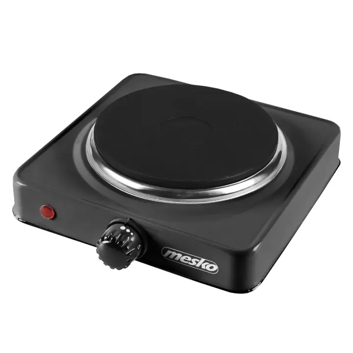 Mesko MS 6508 Hornillo Eléctrico, Zona Cocinado 15,4 cm, Termostato Regulación Continua, Compacto, Ideal Camping, 1000W, Negro - 1