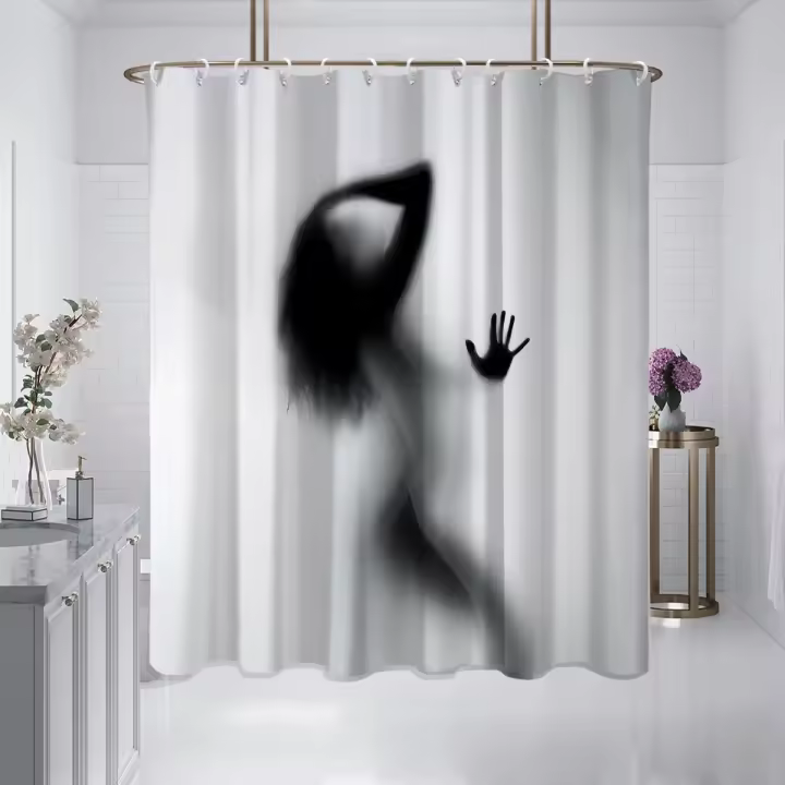 Cortina De Ducha Moderna Estilo Abstracto Sombra Humana 180x180cm Impermeable Y Antimoho Impresión De Sombra Humana Decorative Para Baño - 1