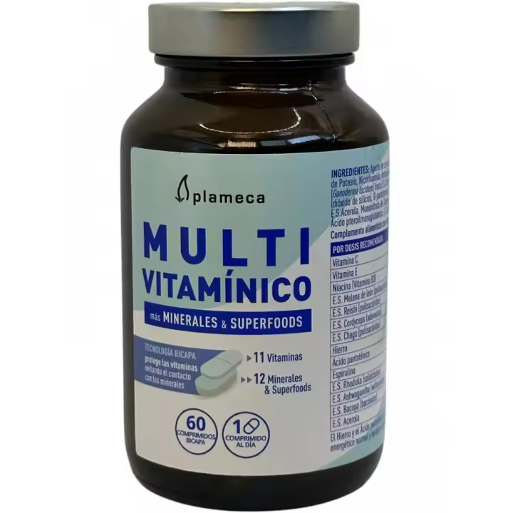 Multi VITAMINICO (minerales y supefoods) 60 comprimidos bicapa de Plameca - 1
