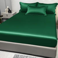Sábana Básica Moderna De Satén En Color Sólido Verde Oscuro Sábana Ajustable Para Cama Colchón Excluido De La Dormitorio Ropa De Cama - details 2