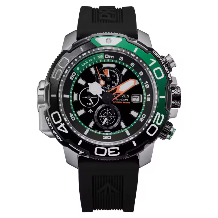 Reloj de pulsera CITIZEN Eco-Drive Crono Aqualand - BJ2168-01E correa color: Negro Dial Negro Hombre - 1