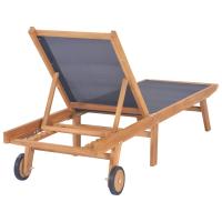 vidaXL Tumbona plegable con ruedas teca maciza y textileno Sillas de Exterior Ideal para jardín, playa, piscina, terraza Tumbona Piscina Tumbonas Playa Tumbonas Jardín Exterior - details 3