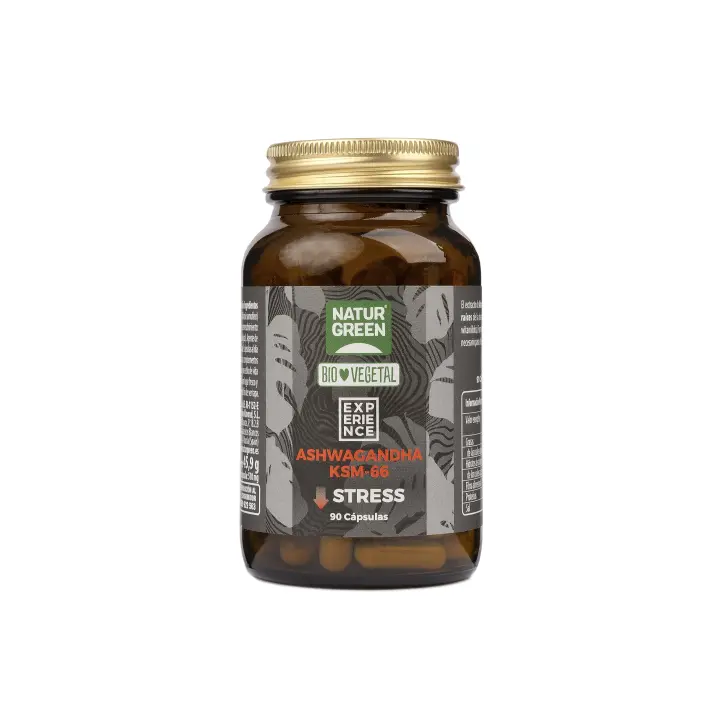 Ashwagandha KSM-66® Bio 600mg | 90 cápsulas vegetales | Adaptógeno natural para el estrés, energía y equilibrio emocional | NATURGREEN - 1