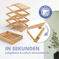 Estantería de bambú Plegable de 4 Niveles, Ideal para guardarropa, en el baño y como estantería de Cocina, estantería para decoración, sin Montaje, Estrecha, Ahorra Espacio, 29.8 x 28 x 91 cm - details 1