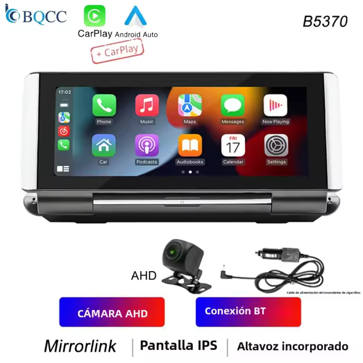 BQCC Radio De Coche Portátil Con Pantalla Táctil De 6.86 Pulgadas Pantalla Plegable MP5 USB BT DVR Mirrorlink Android Carplay IPS Imagen Retrovisora - 1