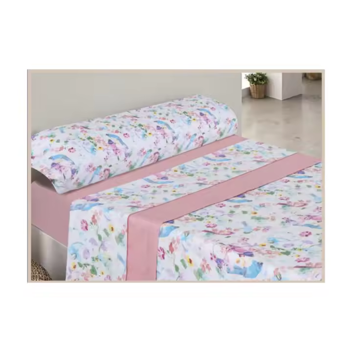 Juego de Sábana poliéster de Verano Estampado unisex acabado de gran suavidad y no hacen bolas para camas de 105cm - 1