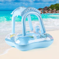 1pc Flotador De Piscina Con Canopy Para Niños Flotador De Buceo Para Bebé Juguetes De Playa Para Fiesta Inflable De Animales Y Naturaleza - details 2