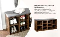 VASAGLE Banco para Zapatos, Repisa para Zapatos, Armario de Almacenamiento, 10 Compartimentos, con Cojín, para Entrada, 104 x 30 x 48 cm, Blanco/Marrón Rústico y Gris/Roble y Gris/Negro leñoso/marrón Camel - details 2