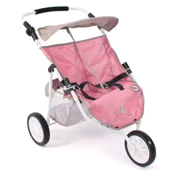 Cochecito Gemelos Jogger Moderno con Capota y Cesta - Diseño Graduable en Altura - 1