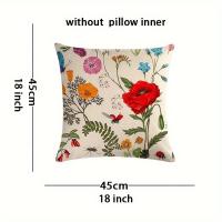 Fundas De Cojines De Flores Silvestres Botánicas 45x45cm Decoración De Hogar De Granja Para Porche Patio Sofá Fundas De Cojines De Poliéster 100% - details 1