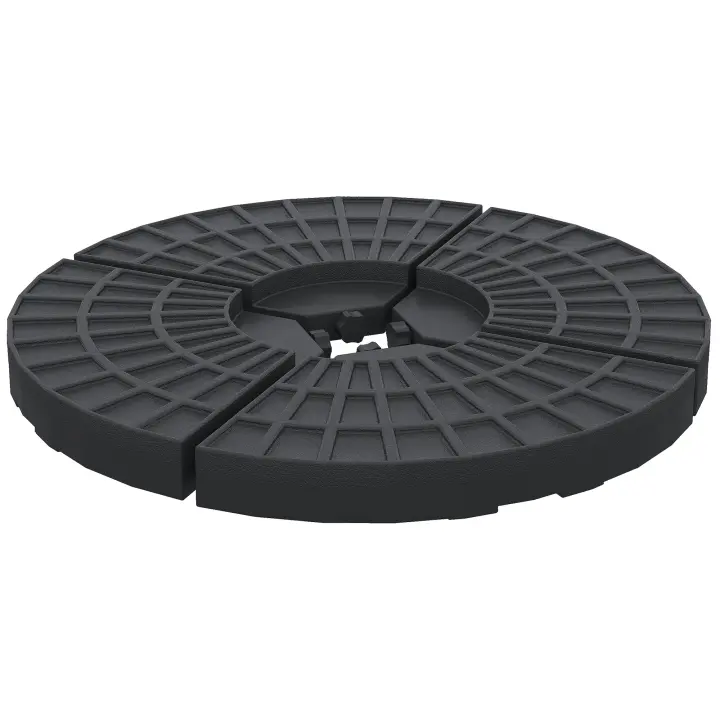 Outsunny Peso para Base de Sombrilla de 4 Piezas Base para Sombrilla Redondo Rellenable de Agua 52 Litro Arena 60 kg o Mixto 70 kg para Base Cruzada Negro - 1