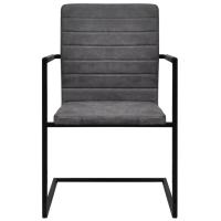 vidaXL Sillas de comedor voladizas 2 unidades cuero sintético gris - details 2