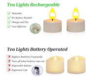 Velas de té recargables, 12 velas LED sin llama con temporizador de control remoto, luz de vela con cables de carga USB para el hogar, habitación, mesa, Halloween, decoraciones de Navidad - details 3
