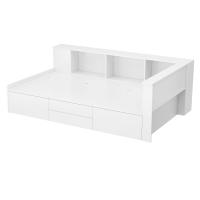Cuna, 90*200cm, Cama individual, Cuna multifunctional with Cajones, y Armaro Librería, Caja de Cama con Cuidado, sin cojín, Blanco - details 0