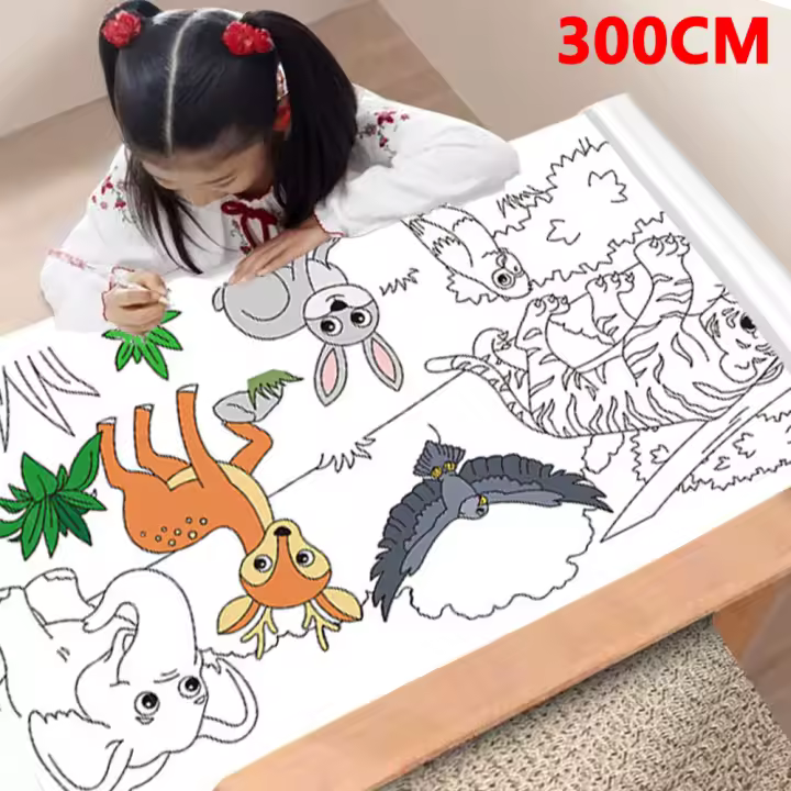Rollo De Pintura Para Niños 300CM DIY Graffiti Papel Pegajoso Para Colorear Juguete Educativo De Pintura Para Niños Entre 6 Y 12 Años - 1