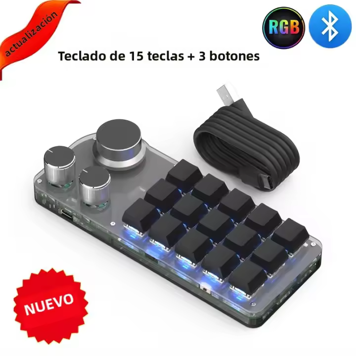 Teclado De Programación Macro RGB Con Knob Personalizado Para Photoshop Y Juegos Teclado Mecánico Con Copia Y Pega 3/6/12 Teclas Y 1/2 Knob HotPlug - 1